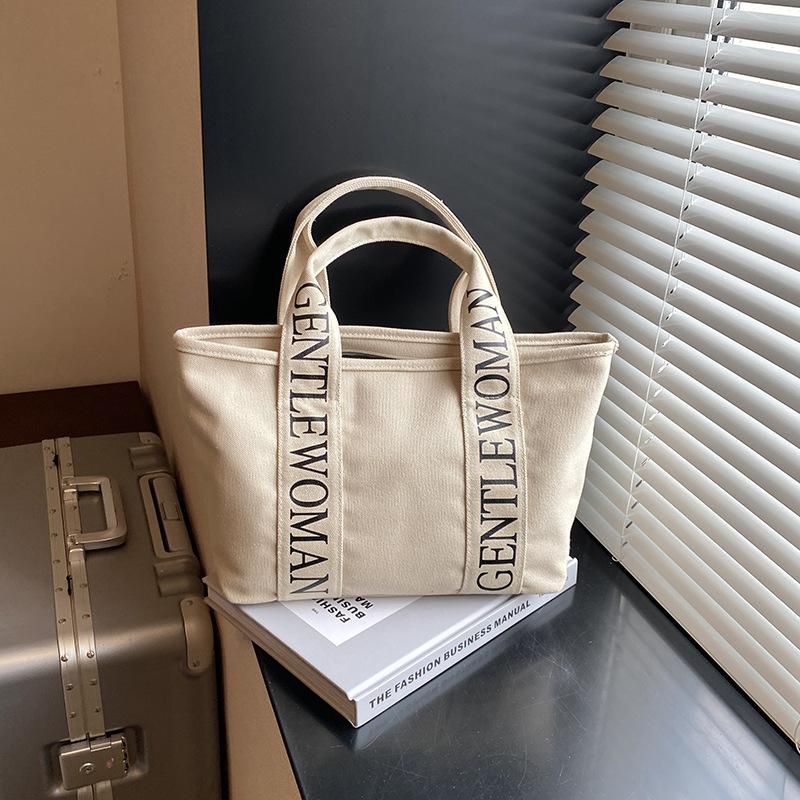 Niche Canvas Handbag Tote Bag Letter Print Shoulder Bag