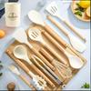Conjunto de Utensílios de Cozinha de Silicone Resistente a Altas Temperaturas de 12 Peças com Cabos de Madeira