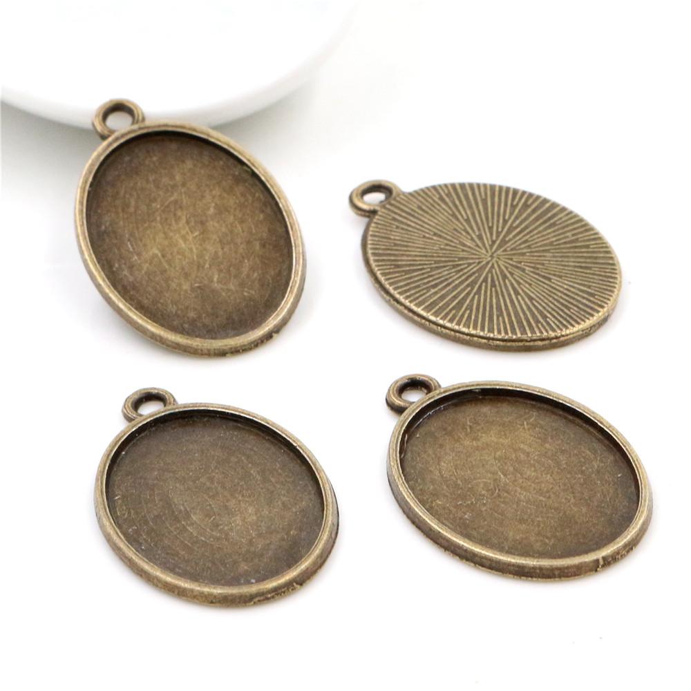 10 Stück 18x25mm Innenmaß Ovaler Anhänger Cabochon Leere Basis Fassung Fassungsschale DIY Halskette Schmuckherstellung Zubehör Fundstücke