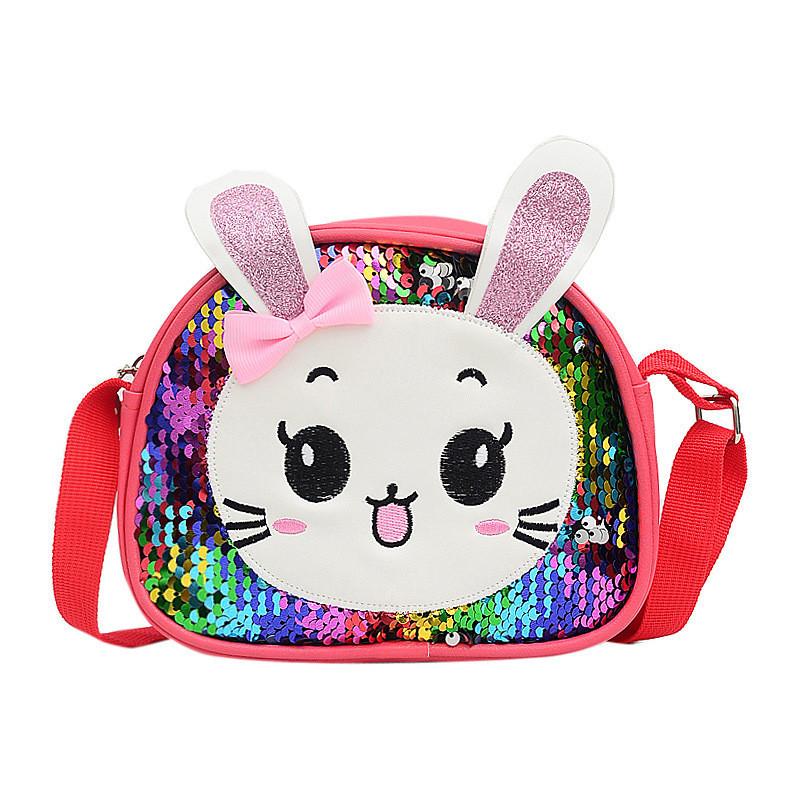 Fashionable Cute Kids Crossbody Bag With Sparkling Sequin Bunny Design