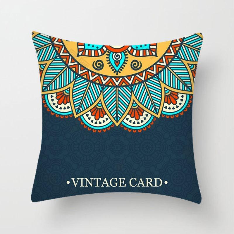 Household Stitching Colorful Mandala Printed Pillow Cover Bedroom Sofa Cushion Peach Leather Velvet Cushion Cover