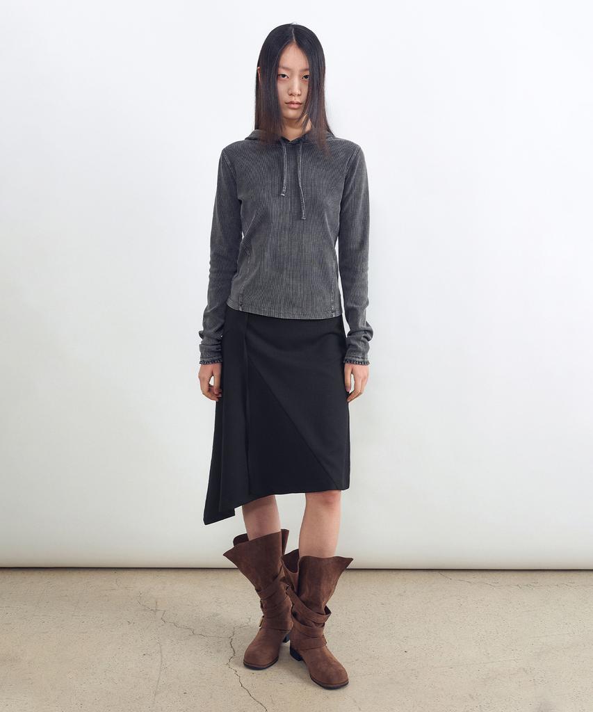 Insilence Woman Asymmetric Wool Skirt Black