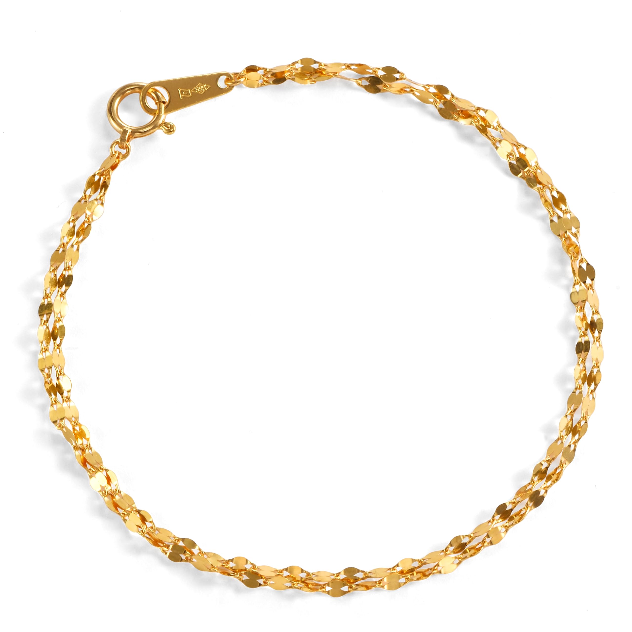 

K24 Чисте Золото Пелюстковий Ланцюжок Подвійний Браслет 17см Знак Сертифікації М яти Золото [Speranza] Жіночий золотий