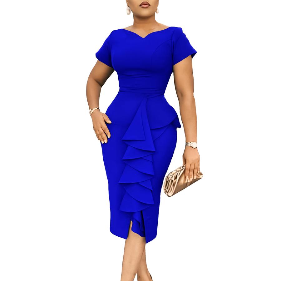 Plus Size Women's Clothing - New Fashion Elegant Lace Ruffles African Dress