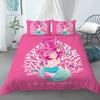 Bedding Set Girls Mermaid Duvet Cover Set With Pillowcase Cartoon Edredones Niños Girl Princess Quilt Cover Full Size Bedspread