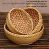 Handmade Bamboo Weaving Storage Basket - Round Farmhouse Style for Home and Kitchen Use
