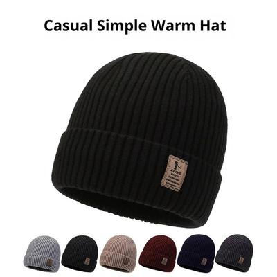 Thickened Fleece Winter Knitted Hat For Men Warm Cotton Yarn Bicycle Riding Windproof Cold Protection Cap Autumn Winter Season