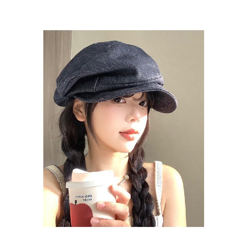 Unique pleated hemp beret for women, large size, octagonal hat, painter's hat