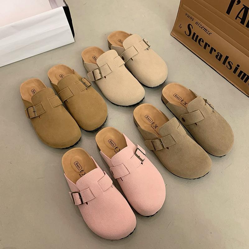 Thick Bottom Ugly Cute Cork Women's Spring New Retro Baotou Half Slippers