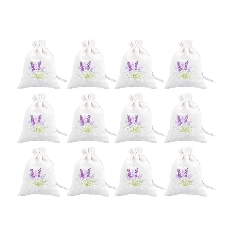 Pack of 12 Empty Lavenders Sachets Small Cotton Linen Drawstring Bags for Filling Spices Stylish Gifts Wrapping Pouches
