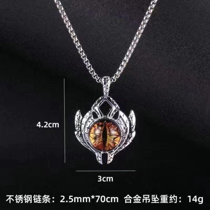Tongtian Eye Evil Men's Necklace Personality Titanium Steel Orange Eye Alternative Personality Trendy Men's Hip Hop Jewelry