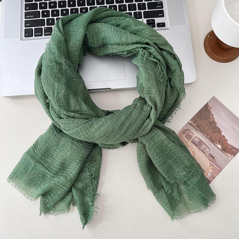 Autumn and winter scarf women's new versatile long solid color high-end scarf warm scarf shawl silk scarf