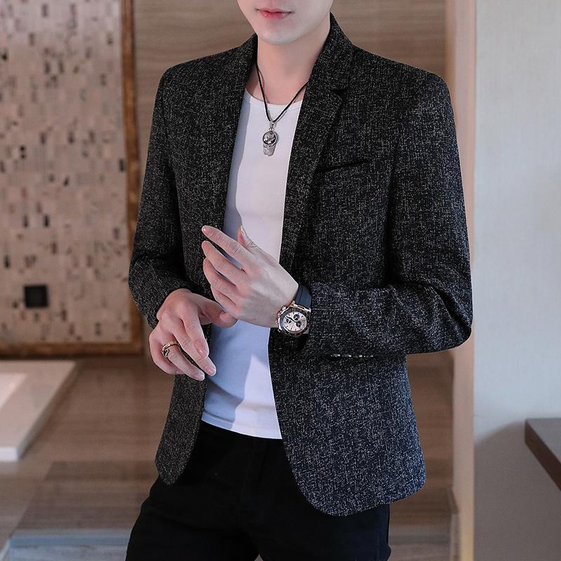 Men's Slim Fit Business Casual Blazer Korean Fashion All Seasons Polyester Boutique Style