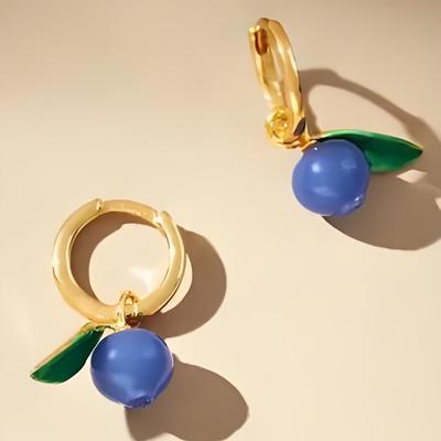 Mode Herfst Fruit Watermeloen Druif Blauwe Bes Oorbellen Oorbellen Stud Oorbellen Verguld Kleurbehoud