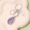 Natural Stone Crystals Teardrop Shape Photo Locket Keychain Featuring Diamonds Cut Designs for Sentimental Gifts