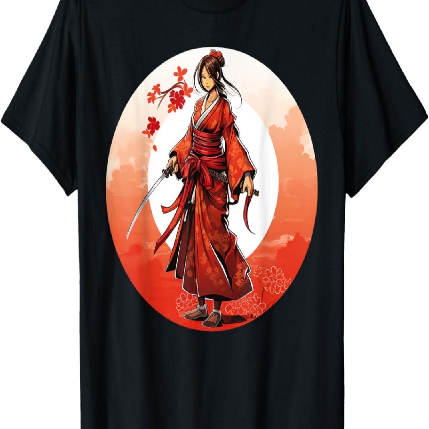 

Samurai Girl Vintage Retro Sakura Cherry Blossom T-Shirt(23) XXXXXL чорний