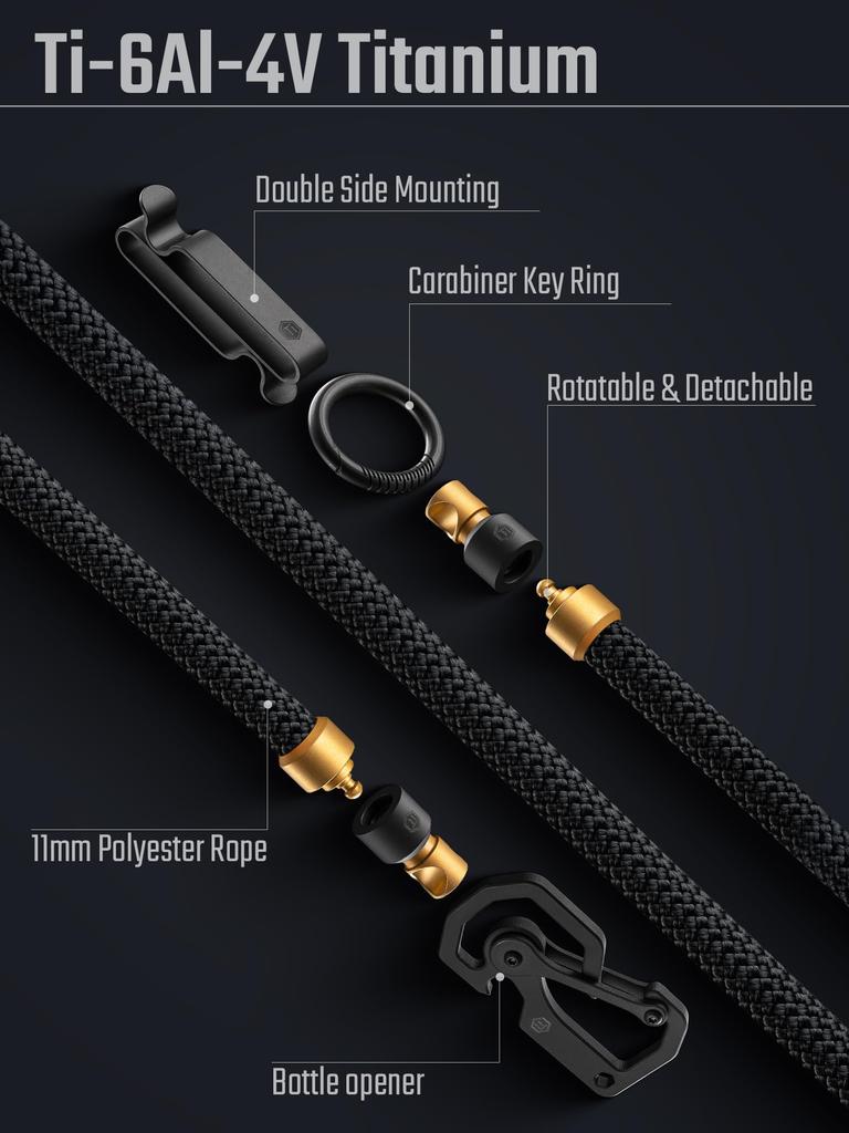 KD02 Wallet Chain Wallet Chain Alloy Carabiner Belt Key Chain Polyester Rope Key Chain Jeans Chain [KeyUnity] Men's [Titanium + + Chain] Men's