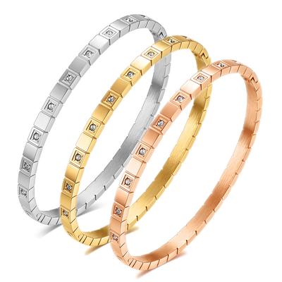 Nuovo Ins 6mm Bracciale in acciaio al titanio quadrato simmetrico Bracciale alla moda semplice