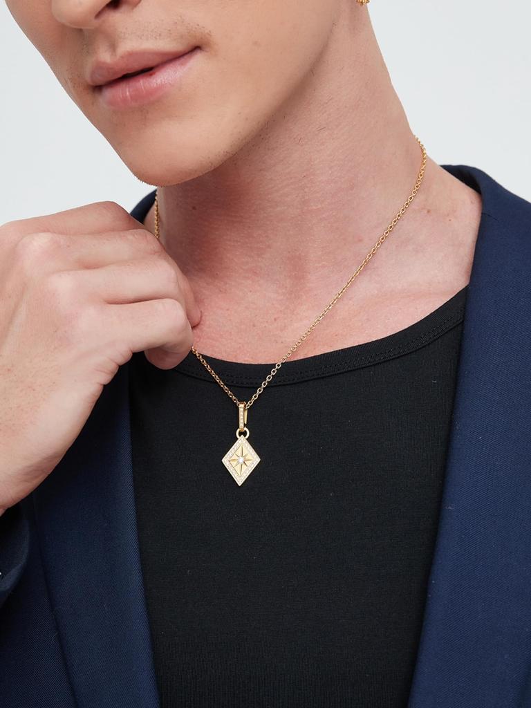 Sunflower Necklace Zirconia Surgical Stainless Steel 316L Hawaiian Jewelry Gold [Lucliss]