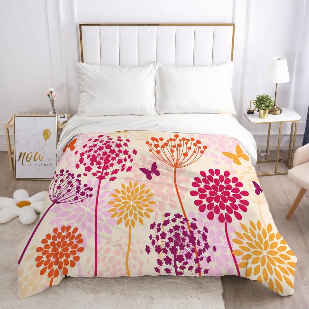 

3D Hd Light Luxury Duvet Cover Queen King Size Printing Modern Art Printed Quilt Cover Bedding Simple Pink Flower 3-Piece Set EU Single(135x200cm)
