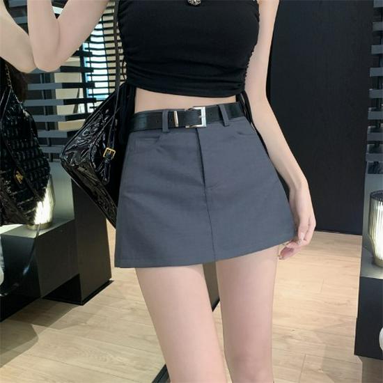 Spicy Girl Academy Style High Waist Gray A-line Mini Skirt - Summer 2025 Collection