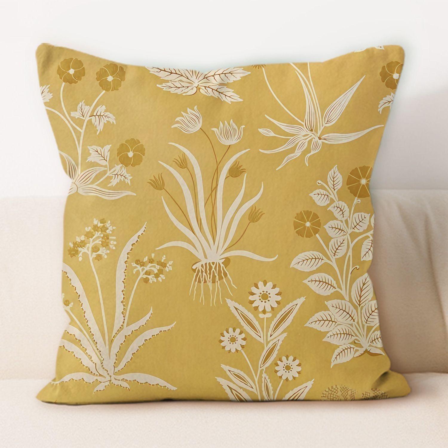 

Fresh Plant Pattern Pillow Cover Sofa Living Room Cushion Cover Bedside Pillow Waist Pillow Universal Removable and Washable 16x16Inch