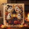 Handgemaakt Cadeau voor Knutselaars 2 Stuks Halloween Nep Parel Kunst, Geest Pompoen Heks Kraai Schilderen DIY Makkelijk Mozaïek Kunst Project Kit, 3D Schedel Volwassenen,