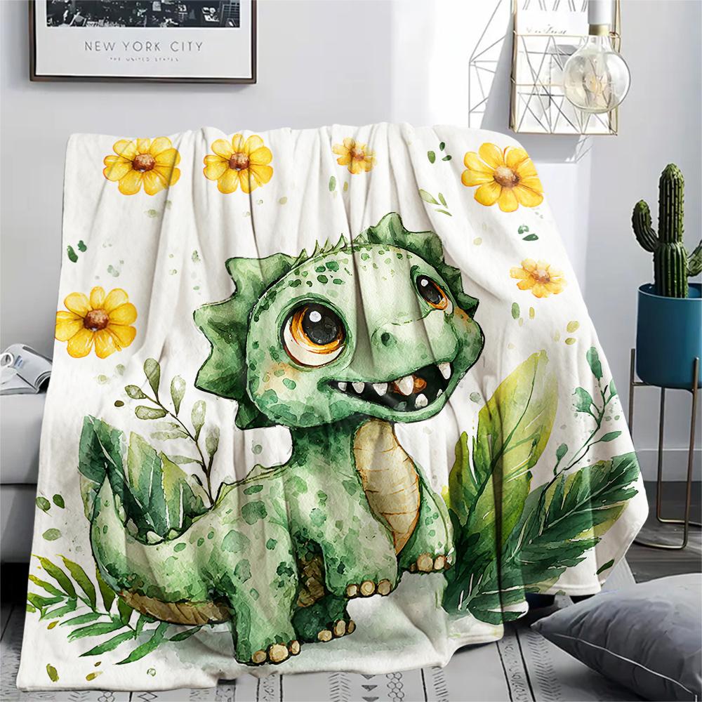 Dinosaur Print Flannel Blanket, High quality Comfortable for All Seasons, Home Decor, Warmth and Comfort, Perfect for Christmas Gifts