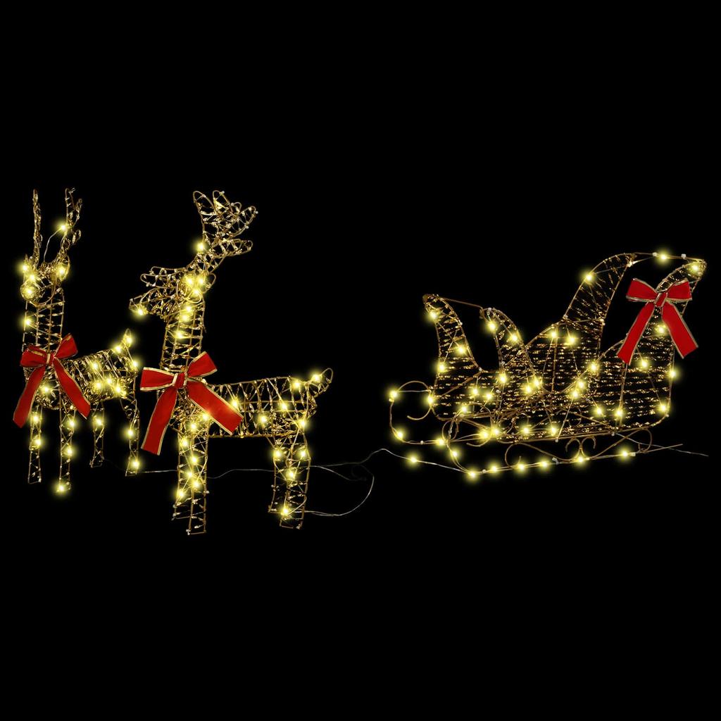 Reindeer Pull Sled Warm White 30 X 12 X 55 Cm PET