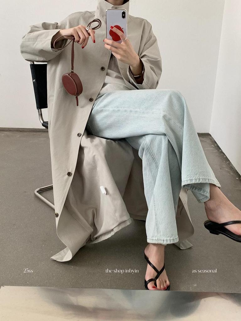 Yi En Ou Retro Micro-Flare Jeans for Women, High Waist Slimming Long Pants for Pear Shape, Long Legs Sequel