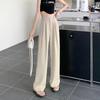 GMXIA Pink High Waist Draped Wide Leg Pants Women's Summer Suit Pants Straight Peplum Casual Women's Pants