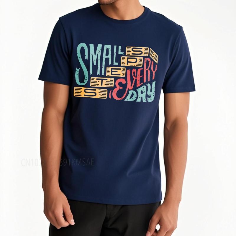 men tshirt Graphic summer For her tshirt Small Steps Every Day Short Sleeve Workout Round Neck tees new cotton male teeshirt 4XL