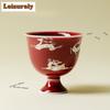 11ml Cowpea Red High-feet Teacup Boutique Small Deer Tea Bowl Cup Tea-tasting Personal Cup Chazhan Master Cups Teaware Services
