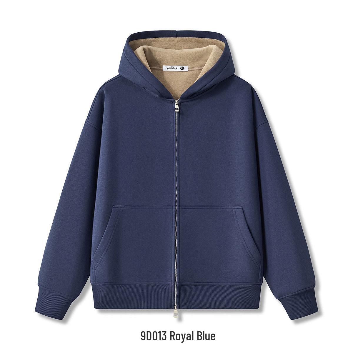

2025 Autumn/Winter Thick Hooded Zipper Sweatshirt Jacket - Lined Outerwear XXXL королівський синій колір