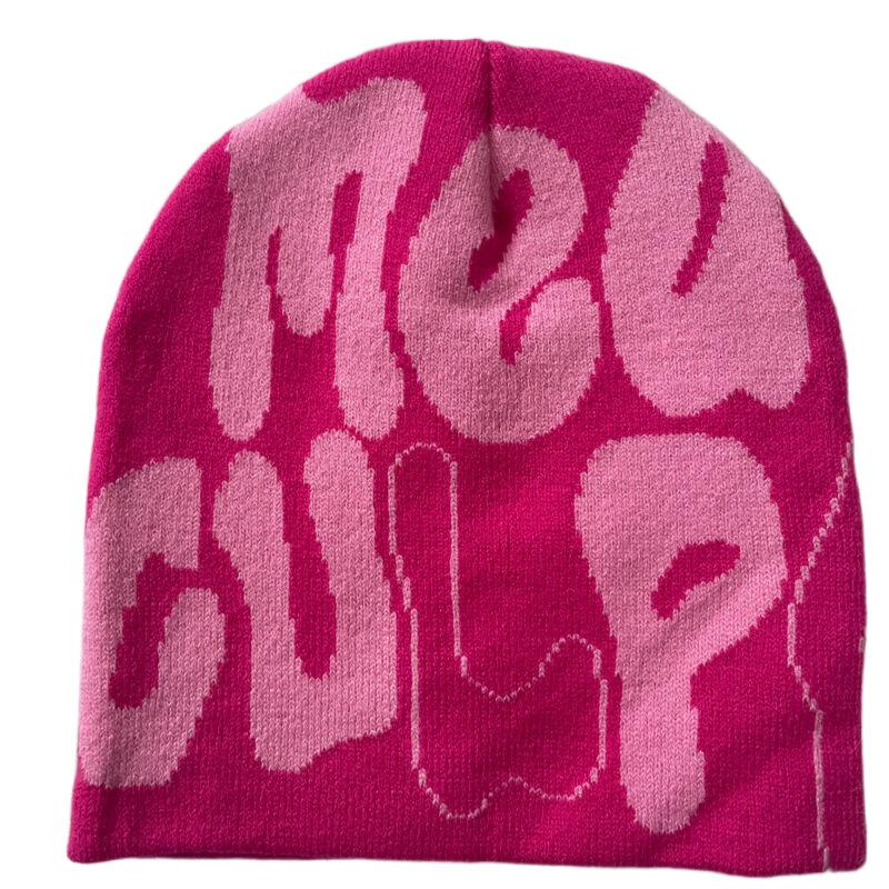 Hot Sell Customized  Adult Fashion Printing Soft Winter Hat Knitted With Letters for Men and Women