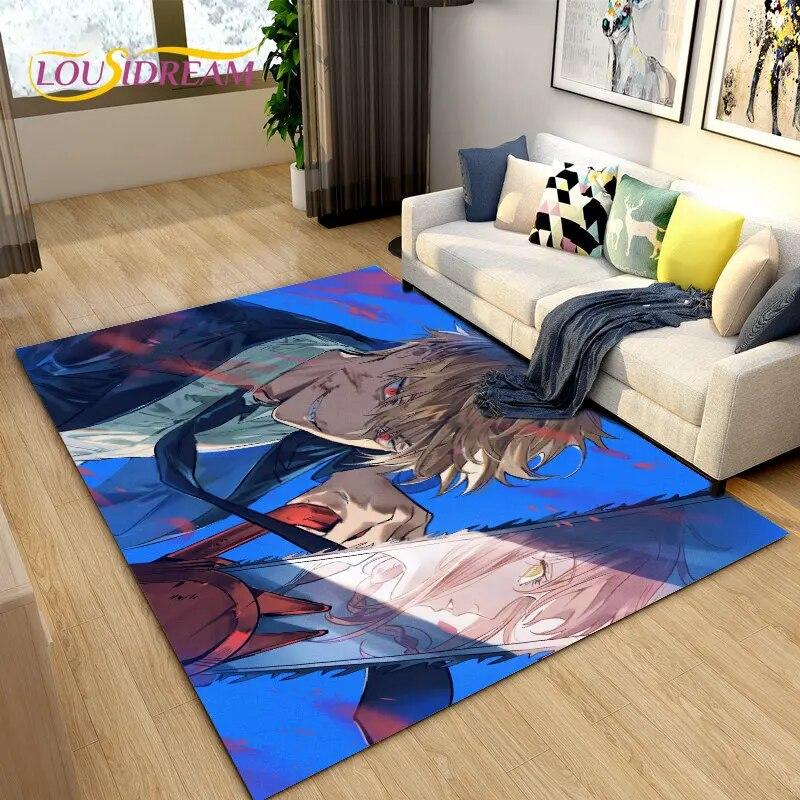 3D Chainsaw Man Anime Denji Cartoon Area Rug,Carpet Rug for Living Room Bedroom Sofa Doormat Decoration, Kids Non-slip Floor Mat