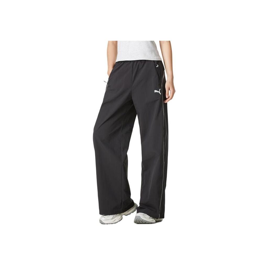 Puma Fitness Training Fashion Trendy Comfortable Retro Sports Striped Casual Pants Women Bottoms Black 628767-69