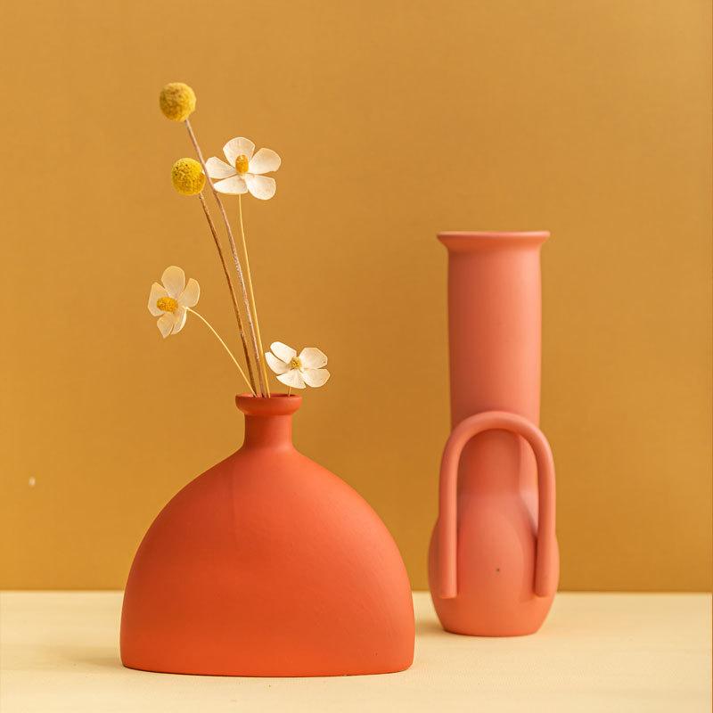 Mordison Specialformad Färgstark Morandi Europeisk Keramisk Vas Skrivbordsblomsterarrangemang Dekorativ Prydnad