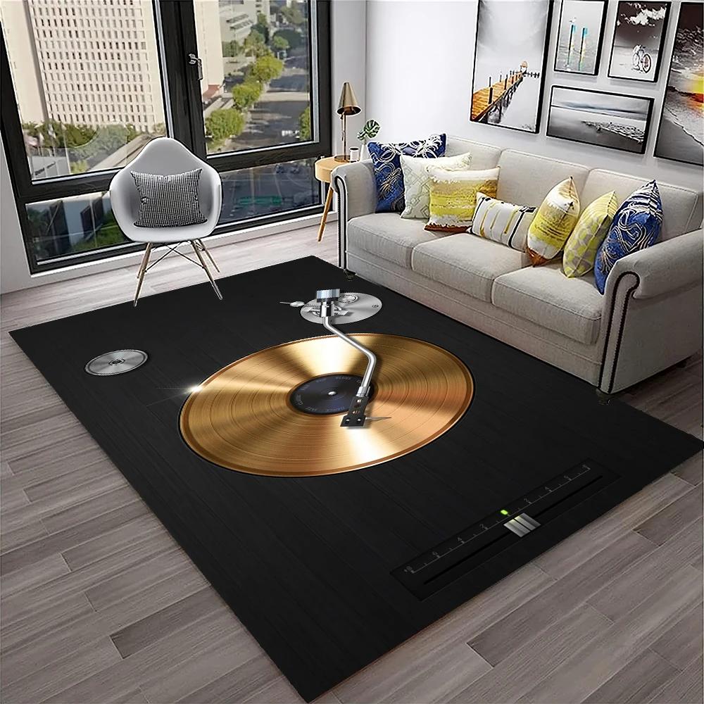 3D Retro Vinyl Record Music Art Carpet Rug for Home Living Room Bedroom Sofa Doormat Decor,Kid Play Area Rug Non-slip Floor Mat
