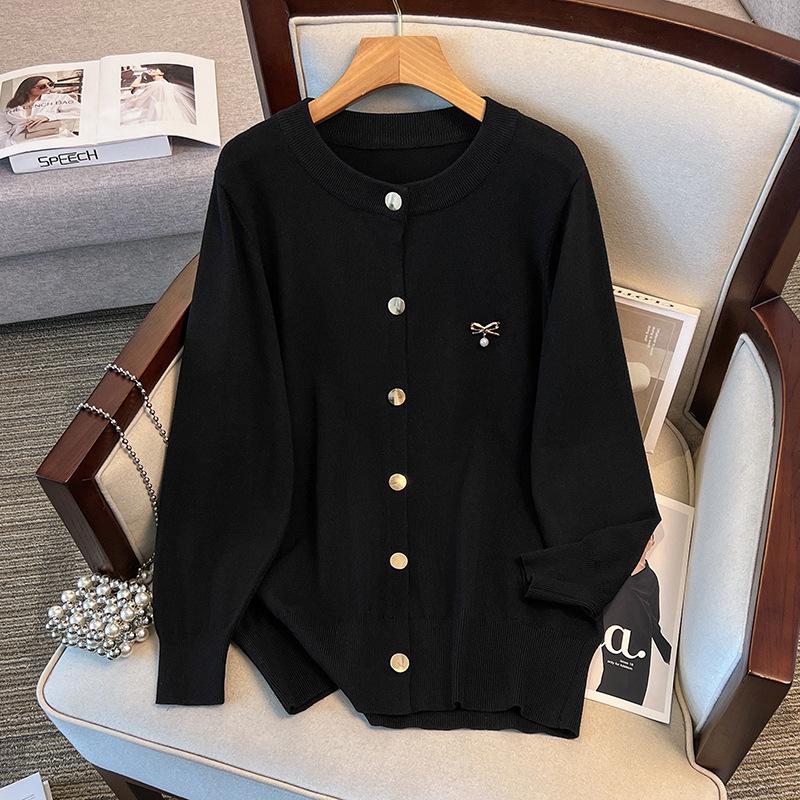 Plus Size Women's Loose Knit Cardigan Sweater (Bust 150/160) - 8305
