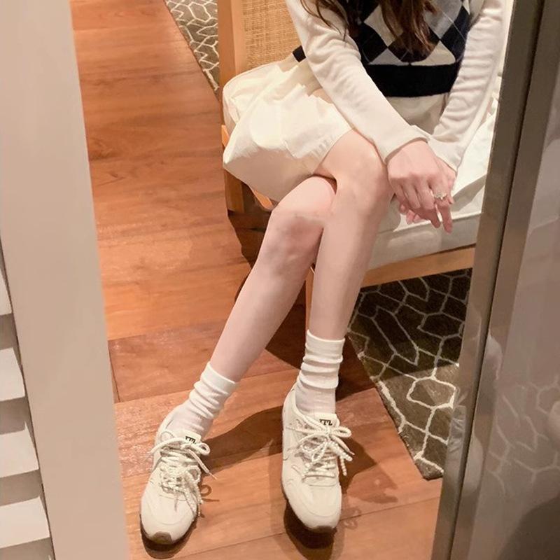 

Виноградная мамочка~ Весенние новые девичьи жемчужные шнурки, кожаная внутренняя платформа, балетки в стиле кэжуал для тренировок для женщин 40