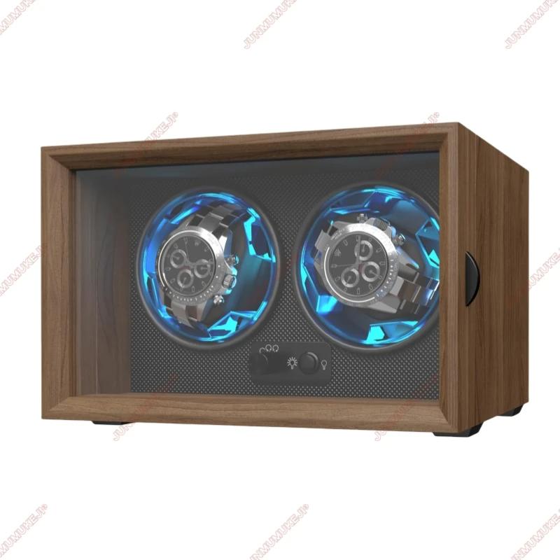 Watch Winder for Automatic Watches 6/4/3/2 Slots Watch Shaker Wooden Box Super Motor Blue LED Light Jewelry Store Display Box