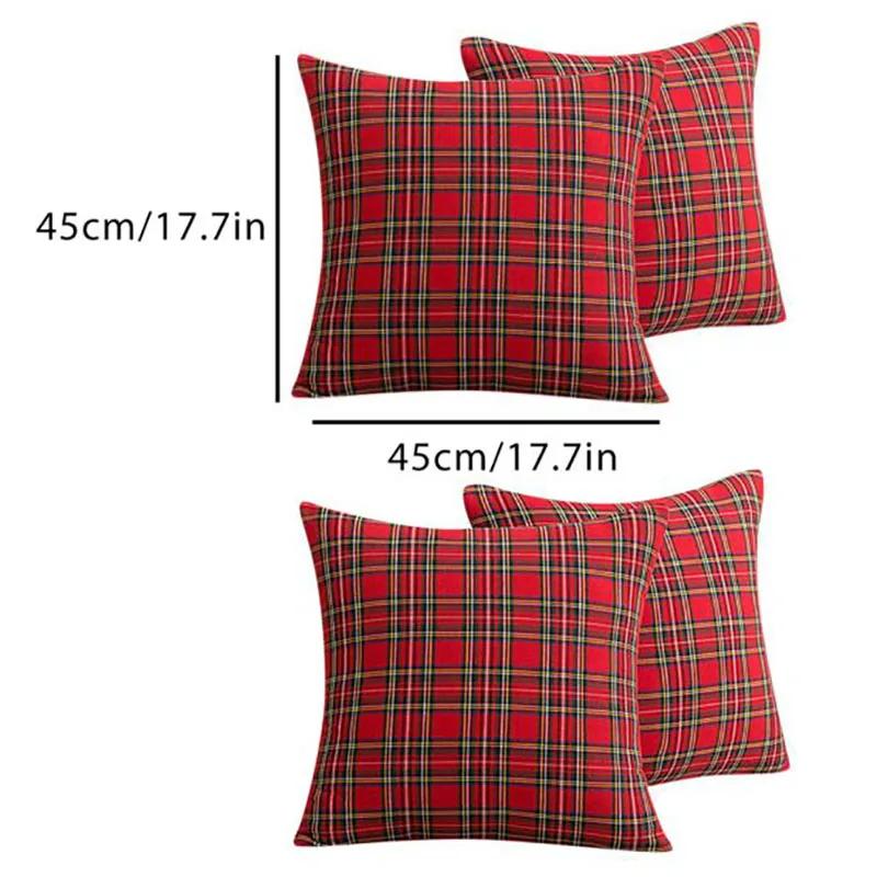 Christmas Pillow Cases Scottish Tartan Plaid Cushion Covers Bed Sofa Pad Party Decor Throw Pillow Cover Holiday Decors 45/50cm