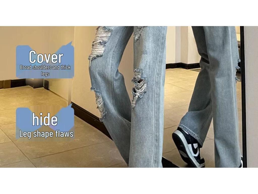 Women's High-Waisted Wide-Leg Ripped Jeans - Spring/Summer 2026