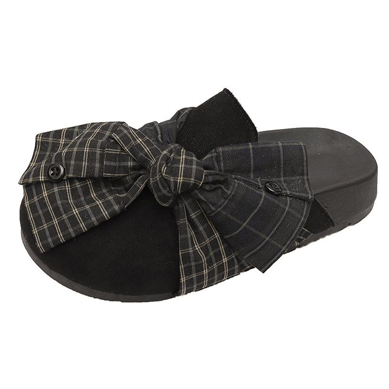 Bow Baotou Drag Women's Autumn Retro New Outer Wear Niche Design Feeling Ugly and Cute Fashion Versatile Half Slippers Tide