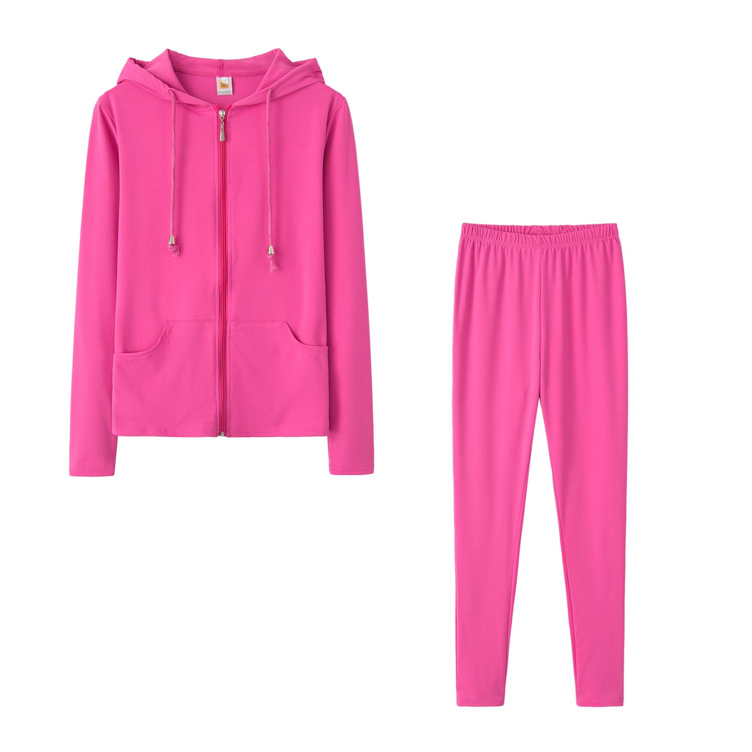 

Spring 2024 Sexy Casual Hoodie & Pants Set - Solid Color Large розы красного