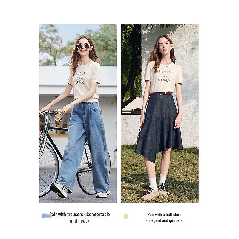 Betu Women's Embroidered Short Sleeve Knit Top