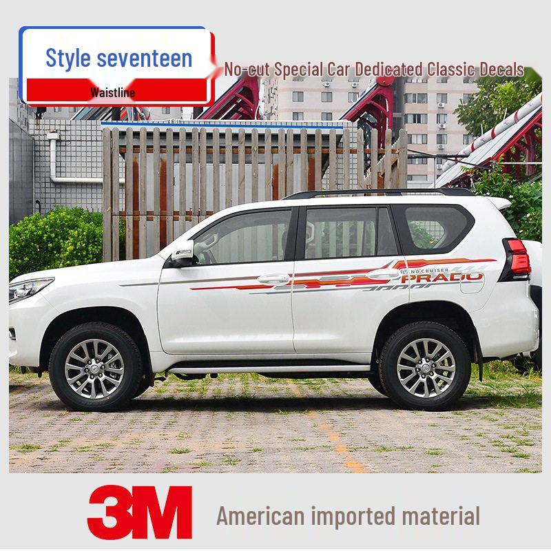 Toyota Prado 10-22 Models Car Body Color Stripe Decal Waistline Sticker.