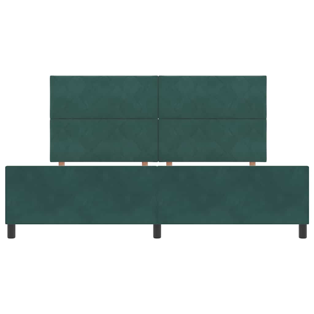 Box Spring Bed with Headboard Dark Green 200 x 200 cm Velvet