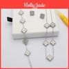 3pcs Laser Clover Fashion Versatile Bracelet Necklace Earnail Titanium Steel Set